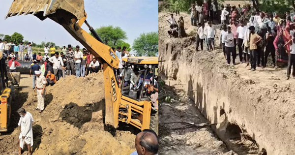 भरतपुर में हादसा : चंबल पाइप लाइन की खुदाई के दौरान मिट्टी ढहने से 4 की मौत, 10 फीट गहरे गड्ढे में दबे एक ही परिवार के 10 लोग