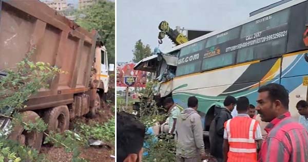 रायपुर में भीषण हादसा : तेज रफ्तार बस ट्रक से टकराई, 3 यात्रियों की मौत, 6 घायल