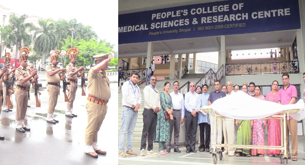 पीपुल्स मेडिकल कॉलेज में कृष्ण मोहन सक्सेना का देहदान, सम्मान में मिला 'गार्ड ऑफ ऑनर' 