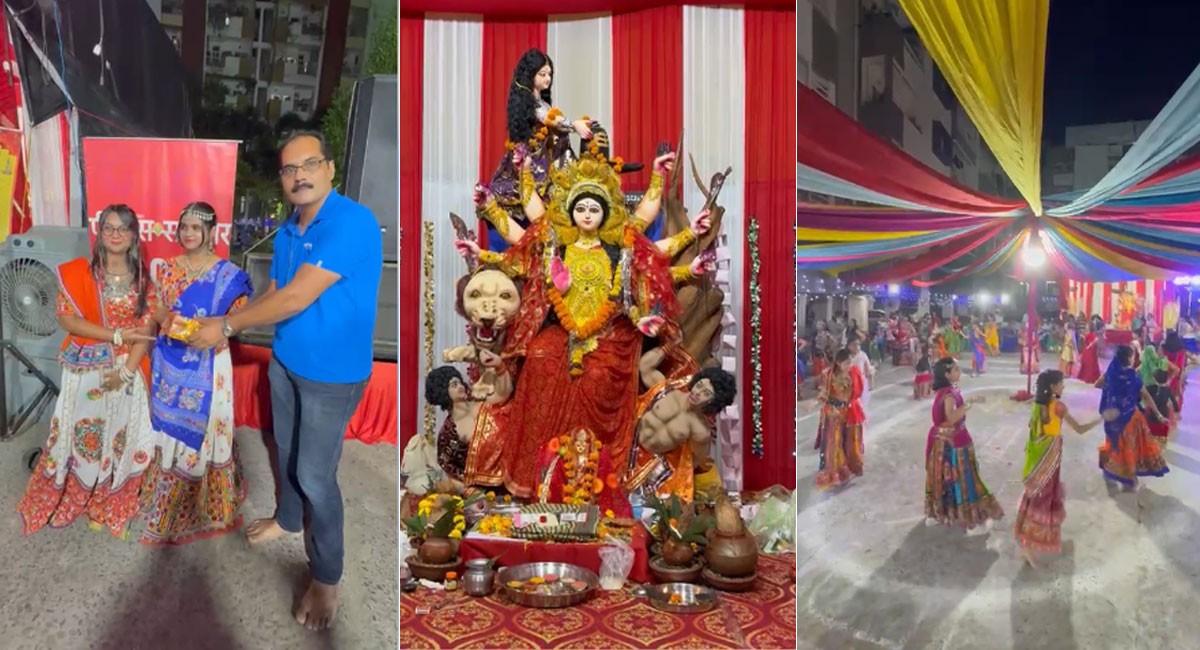 सागर प्रीमियम टावर फेस 1 में नवरात्रि की तीसरे दिन की भव्य धूम, रहवासियों ने की मां चन्द्रघण्टा की आराधना की