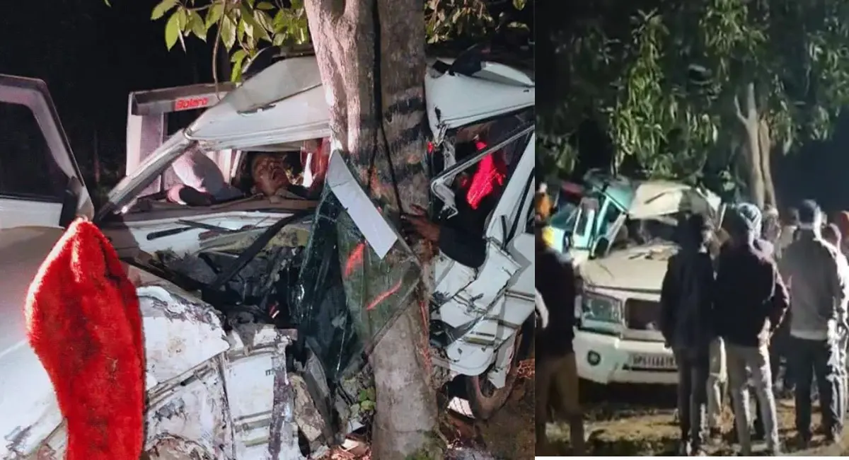 पेड़ से टकराई श्रद्धालुओं की बोलेरो, एक की मौत; 7 घायल, कुदरगढ़ धाम दर्शन करने आए थे सभी