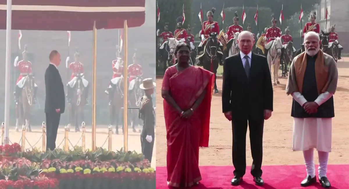 राष्ट्रपति भवन में पुतिन का स्वागत, 21 तोपों की सलामी; दिया गया गार्ड ऑफ ऑनर