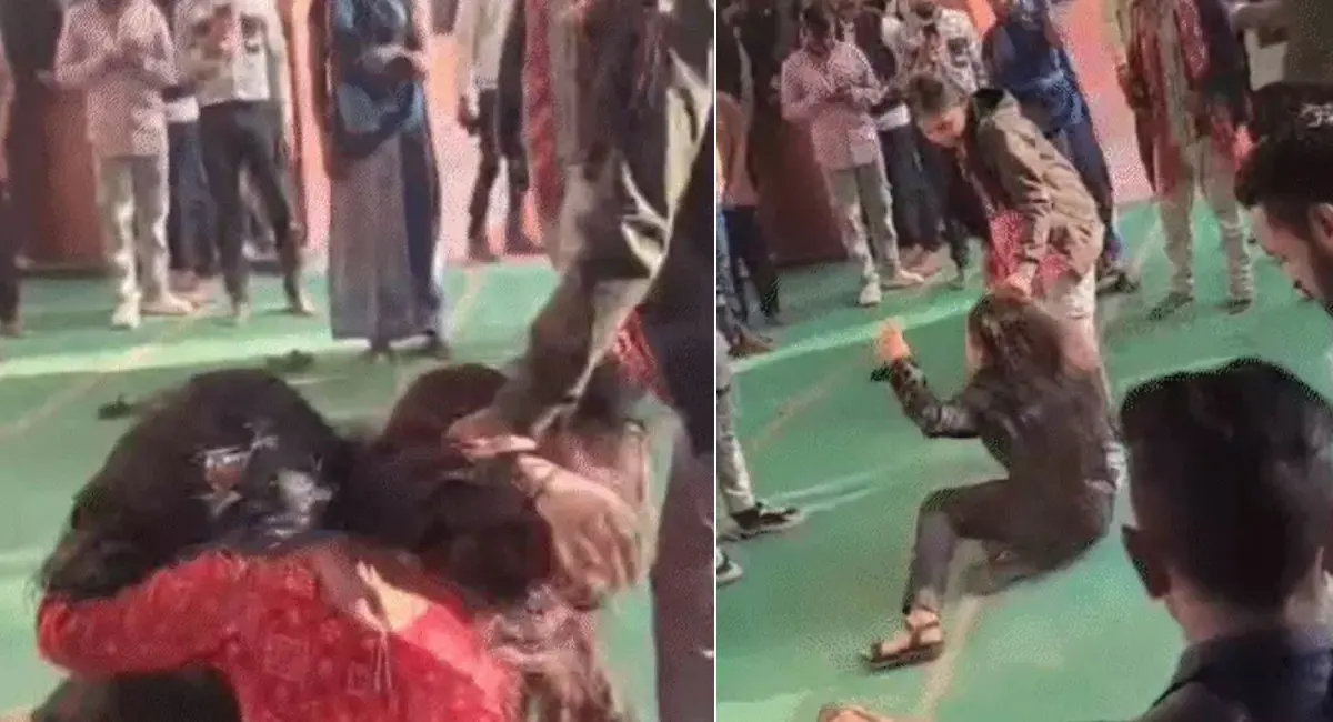 लड़कियों ने एक-दूसरे को घसीट-घसीटकर पीटा, बाल पकड़कर जमीन पर पटका