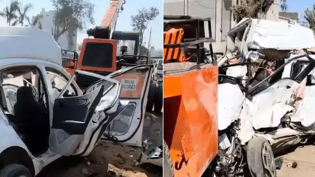 बैतूल में खड़ी क्रेन से टकराई तेज रफ्तार कार, 3 दोस्तों की मौत; 2 गंभीर घायल