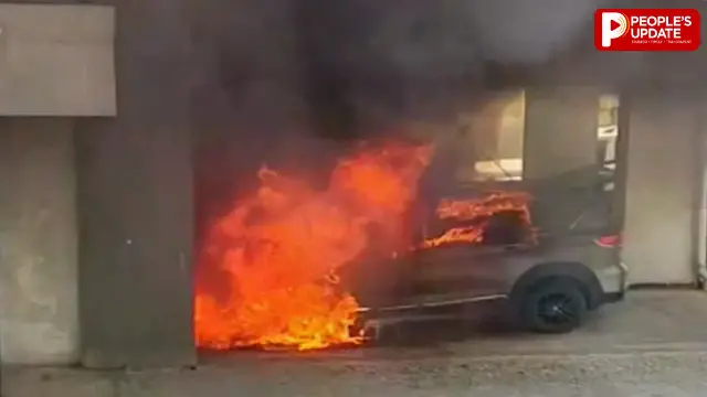 रचना टावर के पास SUV में लगी आग, चार्जिंग पर लगे इलेक्ट्रिक स्कूटर से भड़की लपटें