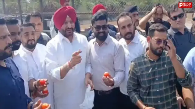 CM मान के काफिले के सामने टमाटर लेकर पहुंचे रवनीत बिट्टू, पुलिस ने हिरासत में लिया
