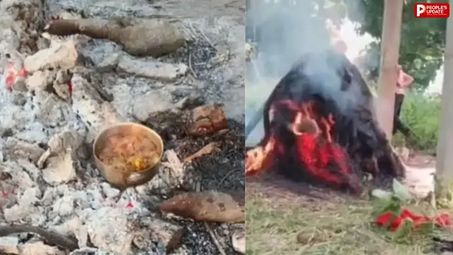 चिता की आग पर कटोरे में पक रहा था मीट, शाहजहांपुर में तीन गिरफ्तार