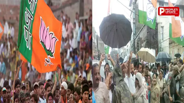 जम्मू में कांग्रेस दफ्तर घेरने पहुंचे बीजेपी कार्यकर्ता, जमकर की नारेबाजी