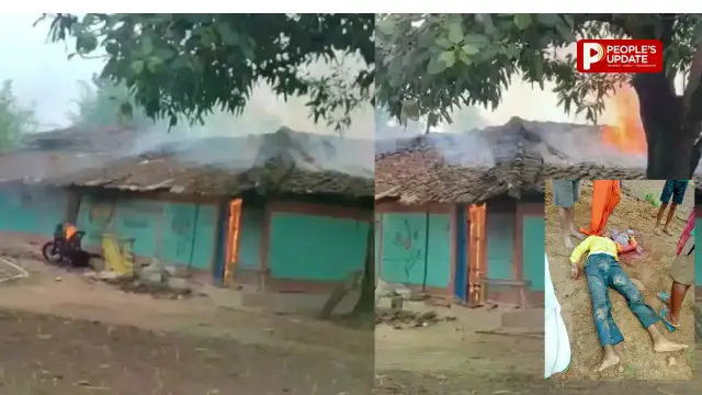 बलरामपुर में शिक्षक की गला रेतकर हत्या, जमीन विवाद में चचेरे भाइयों पर आरोप, आक्रोशित परिजनों ने आरोपियों के घर में लगाई आग