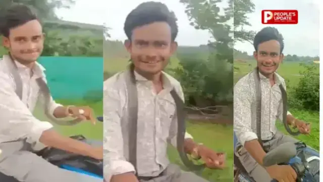 कांकेर में सांप के काटने के बाद युवक ने गले में लटकाया वही सांप, बाइक से अस्पताल जाने का VIDEO वायरल