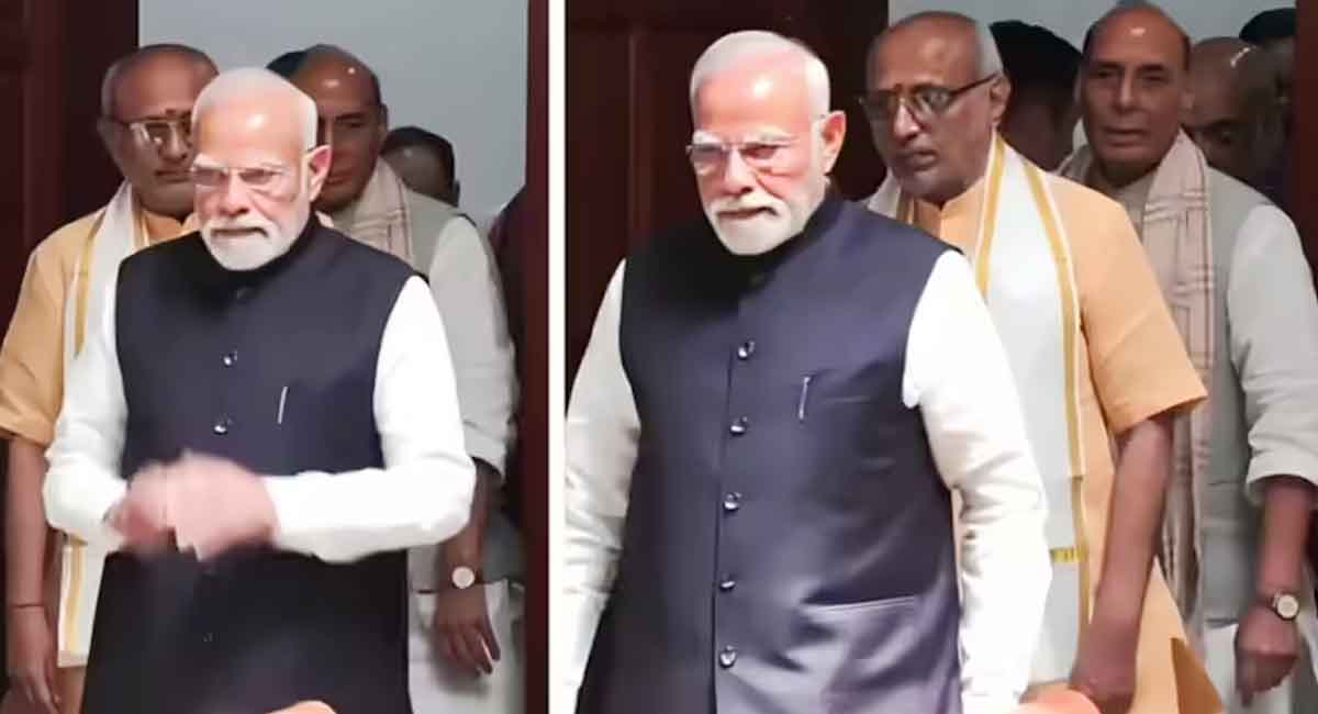 नामांकन के नजारे... आगे मोदी, बीच में राधाकृष्णन और पीछे राजनाथ, तस्वीरों में दिखी पूरी एकजुटता