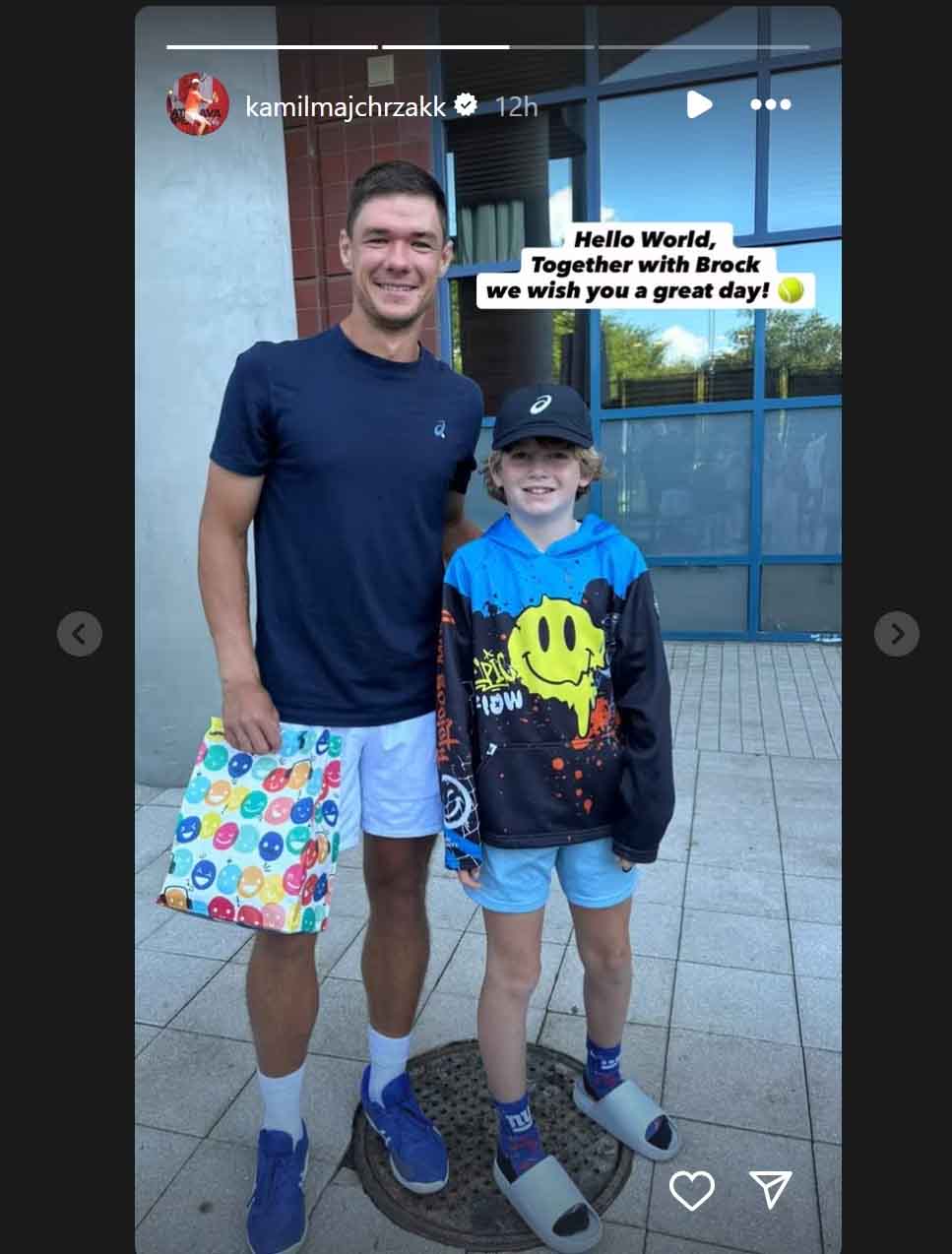 टेनिस खिलाड़ी कामिल माजच्रज़क ने इंस्टाग्राम पर लगाई स्टोरी।