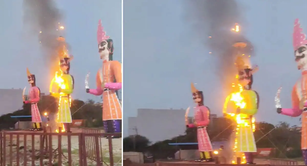 भोपाल में आयोजन से पहले शरारती तत्वों ने जलाया रावण का पुतला, कार से पहुंचे थे युवक-युवती