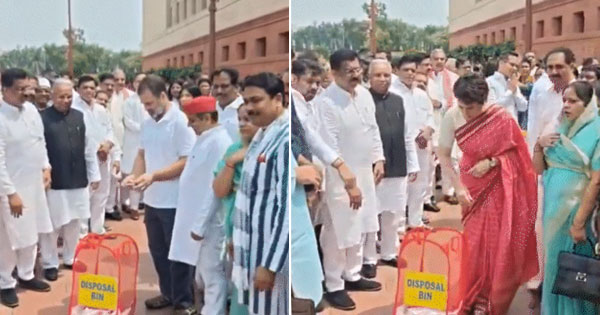 बिहार वोटर लिस्ट विवाद पर संसद में घमासान : विपक्ष का संसद परिसर में मार्च, SIR के खिलाफ प्रदर्शन; डस्टबिन में डाले पोस्टर