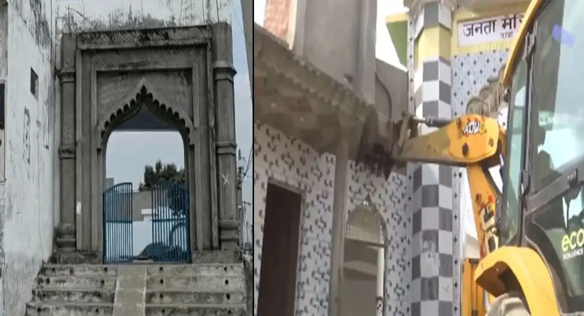 संभल में अवैध मस्जिद पर चला बुलडोजर, सुरक्षा के कड़े इंतजाम; ग्राम सभा की जमीन पर बना था निर्माण