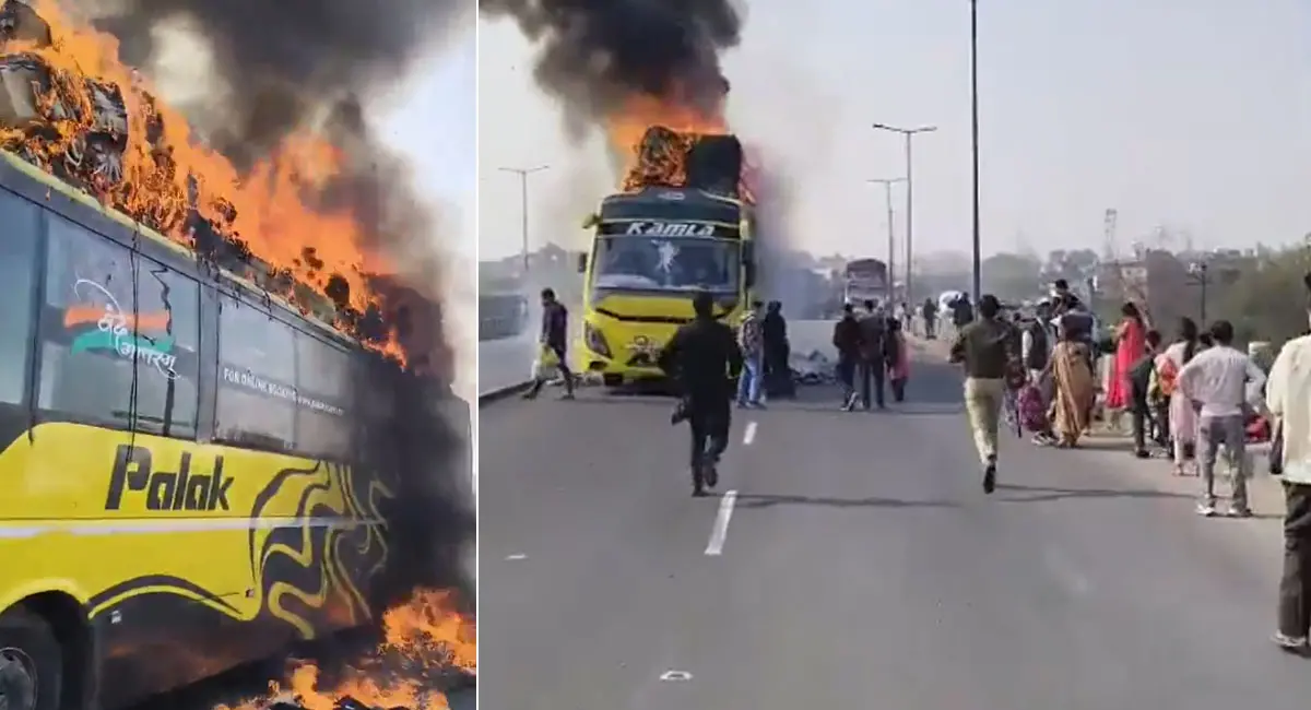 40 यात्री थे सवार; खिड़कियों से कूदकर लोगों ने बचाई जान