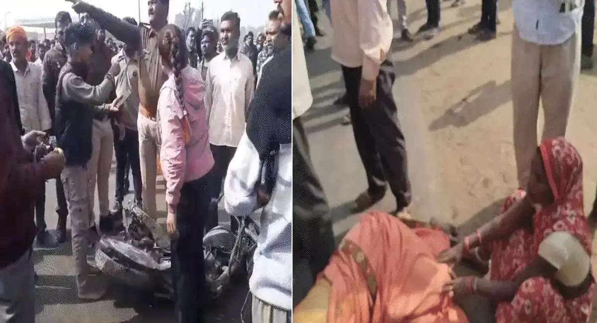 ट्रक ने बाइक को मारी टक्कर, बुजुर्ग महिला की मौत; गुस्साए लोगों ने किया चक्काजाम