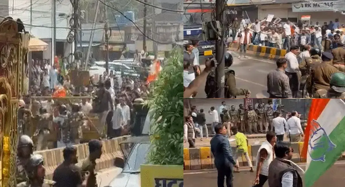 BJYM-Cong कार्यकर्ता भिड़े, कांग्रेस दफ्तर के घेराव के दौरान झड़प; पत्रकार समेत कई घायल