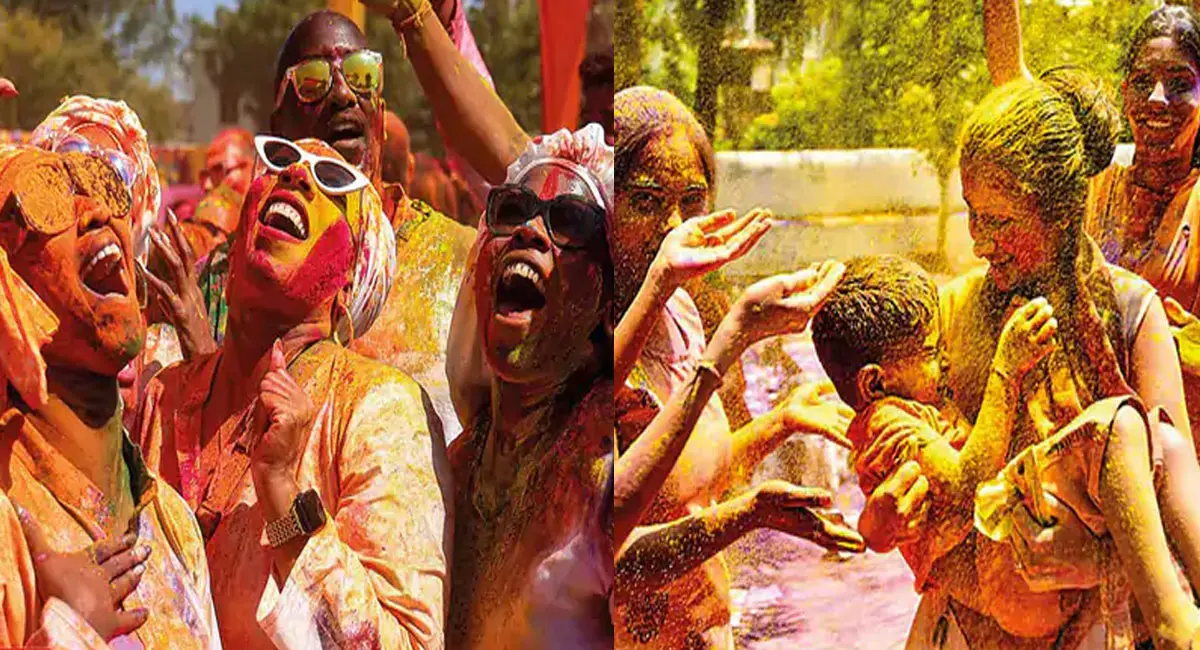 चंद्र ग्रहण के बाद मनाया जा रहा रंगों का त्योहार, जयपुर में विदेशी सैलानी झूमे; भरतपुर में निकली अनोखी बारात