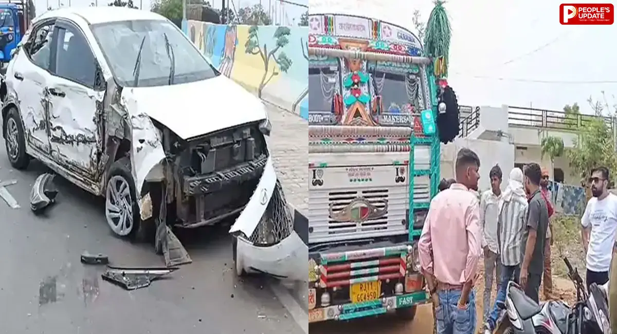 कार बुरी तरह क्षतिग्रस्त, चालक की बची जान