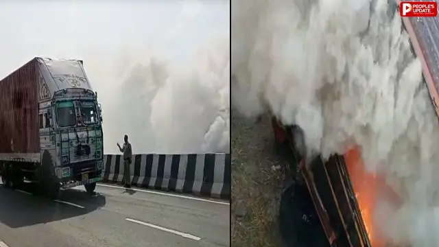 कंटेनर में लगी आग, चालक जिंदा जला; क्लीनर गंभीर