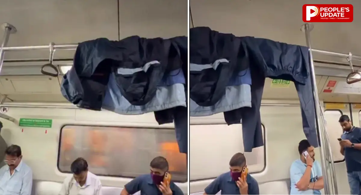 दिल्ली मेट्रो बनी ‘ड्राइंग स्टैंड’! AC की हवा में कपड़े सुखाते यात्री का Video Viral