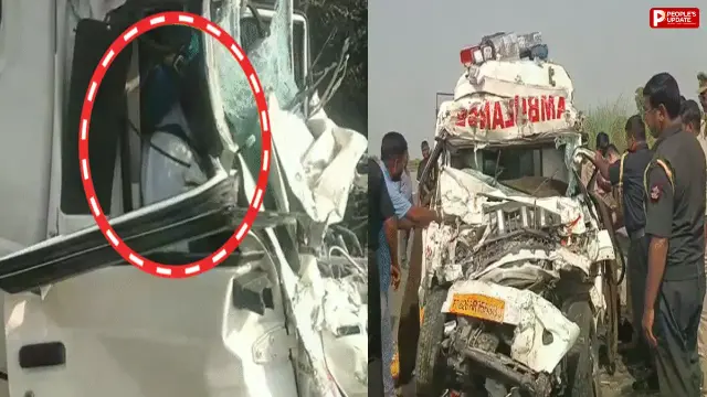 जवान का शव ले जा रही एंबुलेंस पूर्वांचल एक्सप्रेसवे पर ट्रक में घुसी, हादसे में भाई-भतीजे समेत 4 की मौत