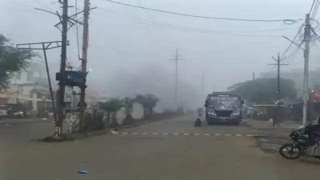 डिंडौरी में बारिश के बाद घने कोहरे की चादर, 40 मीटर से नीचे पहुंची विजिबिलिटी, सड़कों पर रेंगते नजर आए वाहन