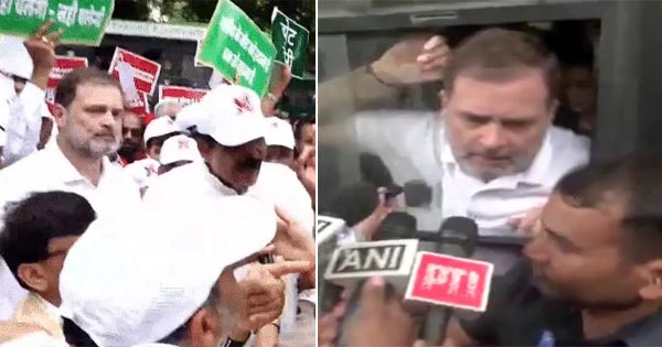 वोटर वेरिफिकेशन के विरोध में विपक्ष का संसद से चुनाव आयोग तक मार्च, राहुल-प्रियंका समेत कई नेता हिरासत में