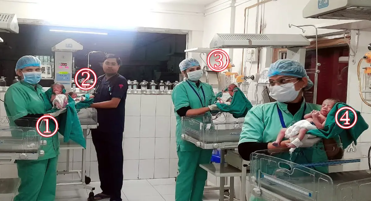 इंदौर में एक साथ चार बच्चों का जन्म, तीन लडक़ी और एक लडक़ा   