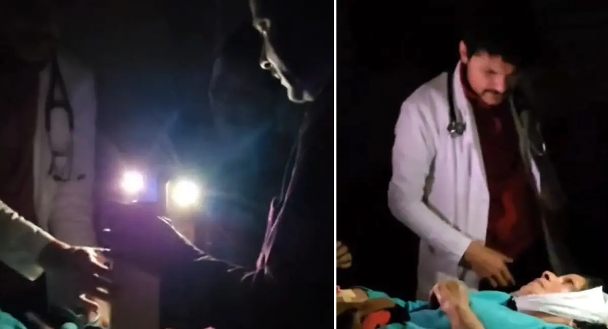 देख लो ये हाल!”-   टॉर्च की रोशनी मे इलाज 