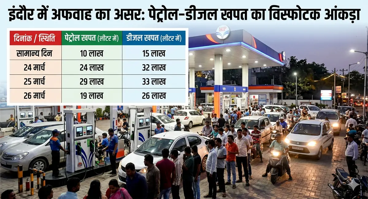 अफवाह ने मचाई लूट जैसी स्थिति: इंदौर में पेट्रोल-डीजल की खपत तीन गुना उछली, अब बाजारों से गायब भीड़
