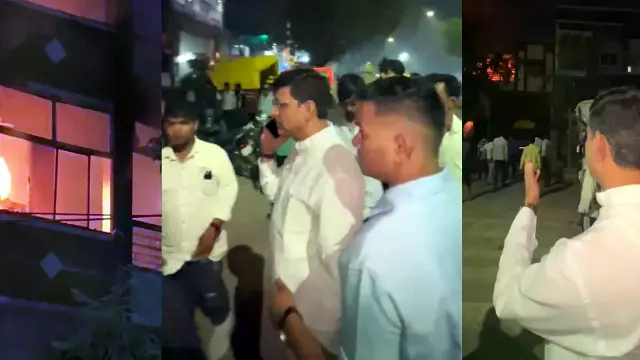 तीसरी मंजिल पर फंसे पांच कर्मचारियों को बचाया