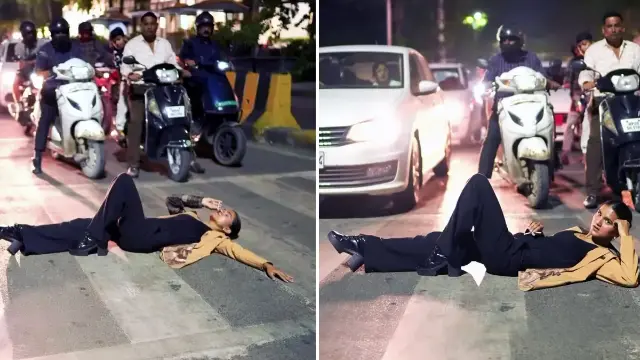 जेब्रा क्रॉसिंग पर लेटकर बनाया वीडियो, इंदौर में Influencer की हरकत से ट्रैफिक थमा