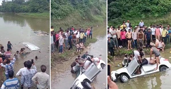 इंदौर-बैतूल हाईवे पर हादसा : पुलिया से कालीसिंध नदी में गिरी कार, 2 की मौत, दो घायल