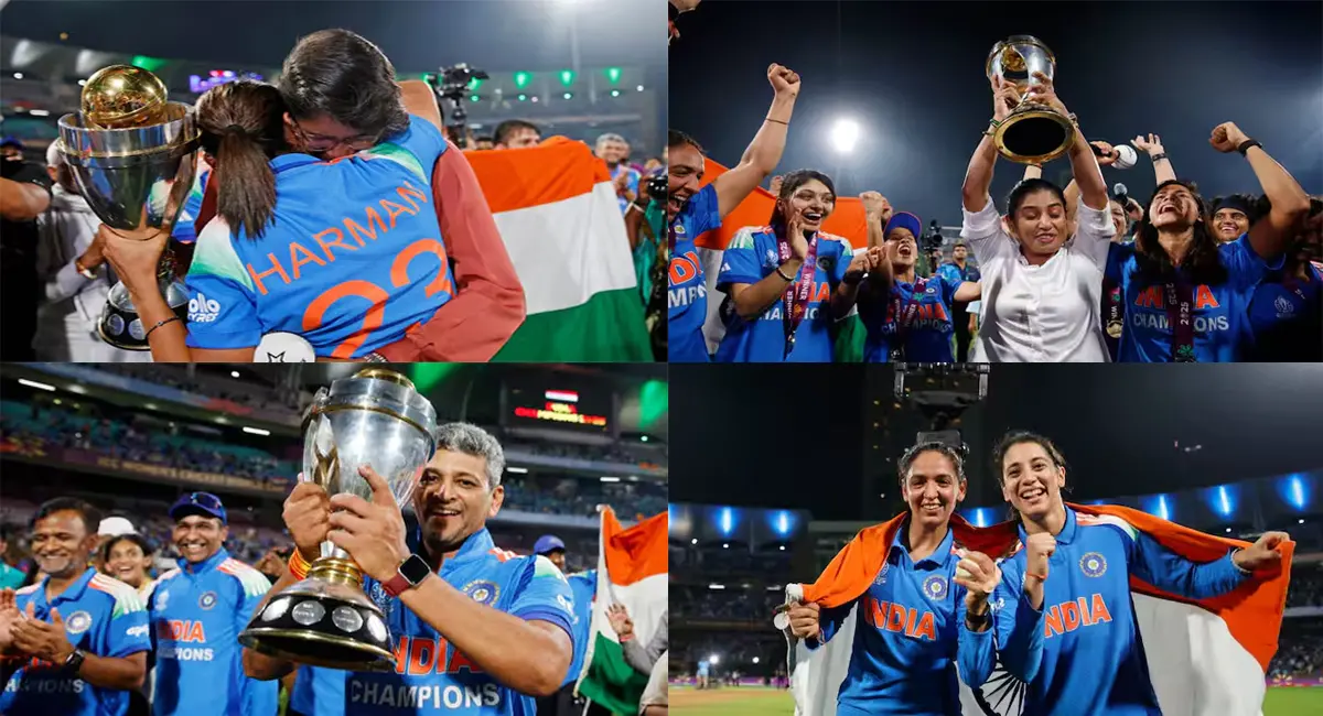 कोच और खिलाड़ियों ने वर्ल्ड कप ट्रॉफी के साथ मनाया ऐतिहासिक जश्न