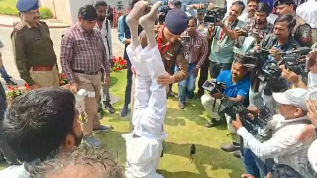 विधानसभा में विधायक बाबू जंडेल ने किया शीर्षासन, कहा-मैंने पटाखा फोड़ा, बंदूक चलाने की FIR कर दी