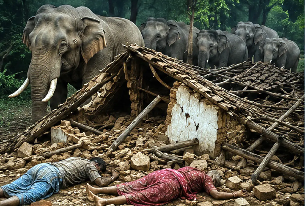 हाथियों के हमले में बुजुर्ग दंपती की मौत, विस्थापन न होने से ग्रामीणों का हंगामा