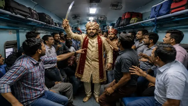 बैठने की जगह नहीं मिली तो दूल्हे ने निकाली तलवार! बारातियों और यात्रियों का आधी रात हंगामा