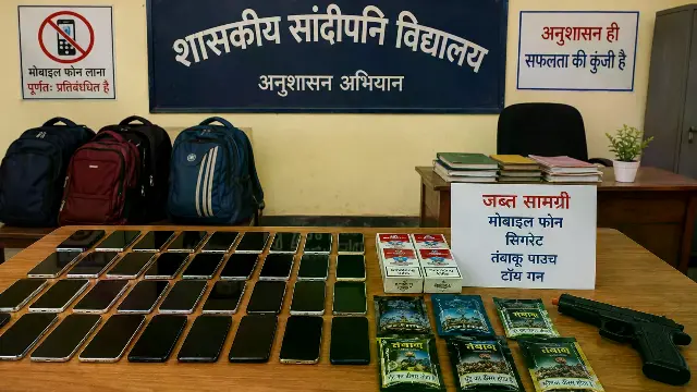 सांदीपनि विद्यालय के छात्रों के पास मिले 50 मोबाइल, सिगरेट और टॉय गन, पालकों को बुलाकर निगरानी रखने को कहा
