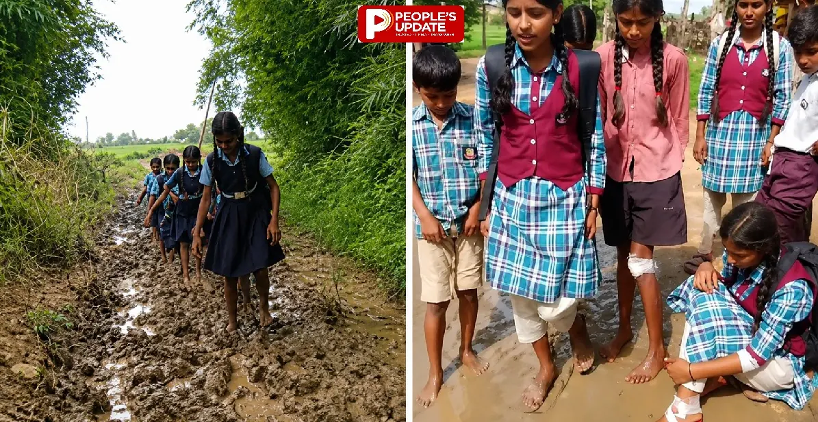 कटनी में कीचड़ और दलदल से गुजरकर स्कूल जाने को मजबूर बेटियां, हादसों के साये में बचपन