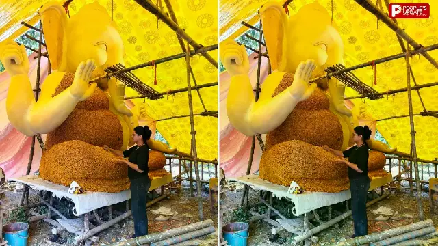 जेन-जी ने तैयार किए 3.5 क्विंटल हल्दी से 21 फीट के ईको-फ्रेंडली गणेश, उज्जैन में महाकालेश्वर मंदिर के गेट पर होंगे विराजित