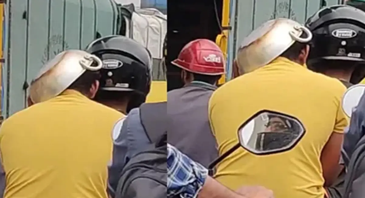 चालान से बचने की अजब-गजब हरकते, शख्स ने हेलमेट की जगह पहन ली कढ़ाही