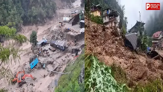 सिक्किम में लैंडस्लाइड का खौफनाक मंजर, पहाड़ी से गांव की तरफ बहता दिखा मलबा..!