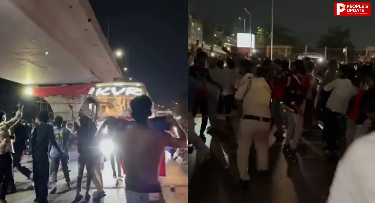 बस पर पथराव, पुलिस ने लाठीचार्ज कर भीड़ को खदेड़ा