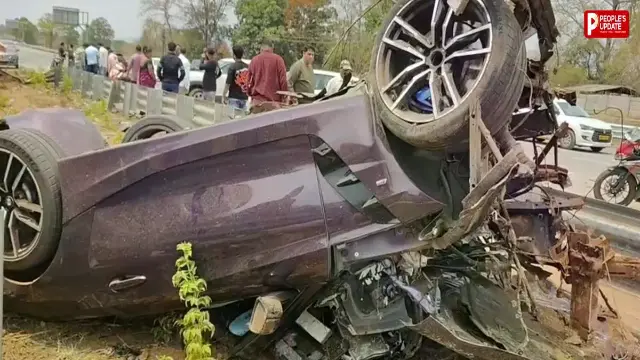 तेज रफ्तार BMW डिवाइडर से टकराई, 2 की मौत, 1 गंभीर घायल, VIDEO VIRAL